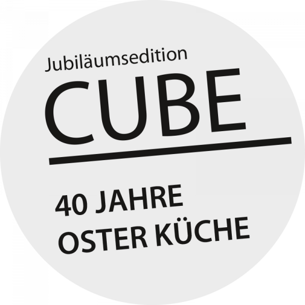 Störer mit Info: Jubiläumsedition CUBE – 40 Jahre Oster Küche