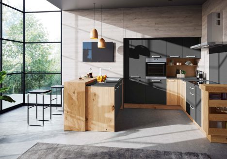 Edition 150 in Edelkastanie und Beton Anthrazit, Oster Küche